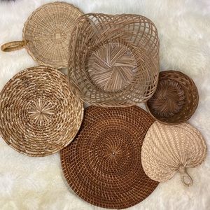 Boho wicker wall baskets